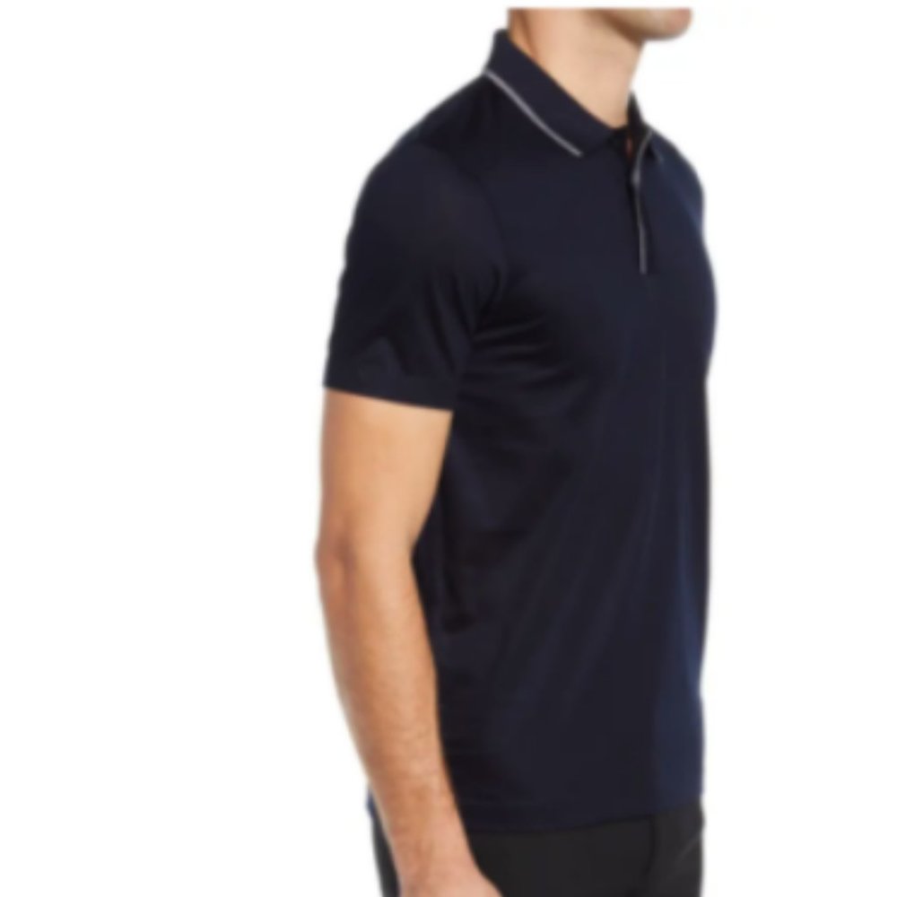 BOSS Great Quality Preppy Plassic Plater Polo Flat Knit Polo Shirt in Dark Blue